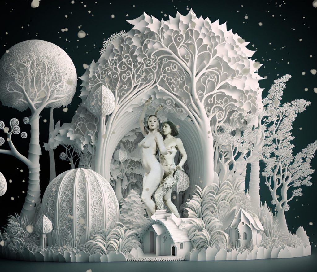 Kay and Lior White Statues Snow Globe